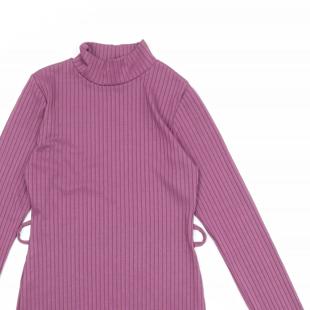 PRETTYLITTLETHING Womens Purple Polyester Bodycon Size 8 Mock Neck Pullover