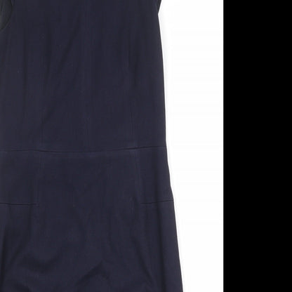 NEXT Womens Blue Polyester Shift Size 12 V-Neck Zip