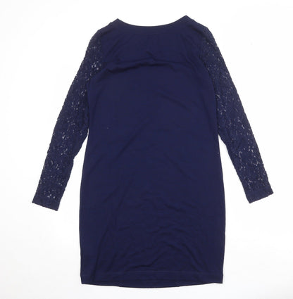 Marks and Spencer Womens Blue Polyester A-Line Size 10 Round Neck Pullover