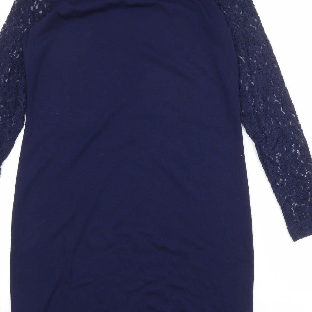 Marks and Spencer Womens Blue Polyester A-Line Size 10 Round Neck Pullover