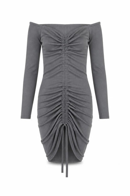 PRETTYLITTLETHING Womens Grey Polyester Bodycon Size 6 V-Neck Pullover