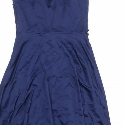 Paraphrase Womens Blue Polyester Fit & Flare Size M Square Neck Zip