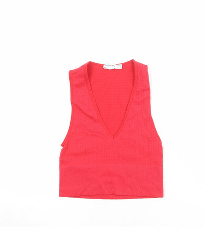 Womens UK Size XS Stradivarius Red Cropped Tank