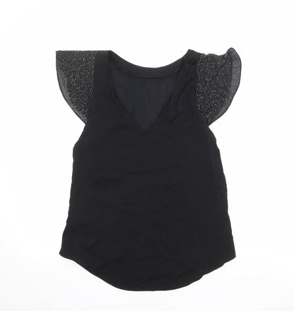 Womens UK Size 10 Oasis Black Basic Blouse