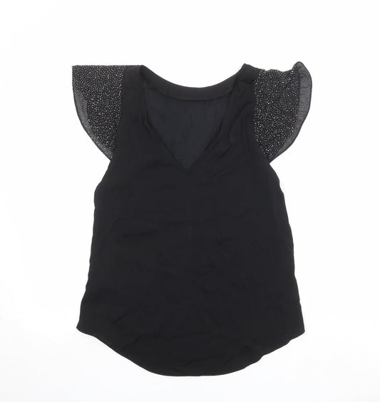 Womens UK Size 10 Oasis Black Basic Blouse