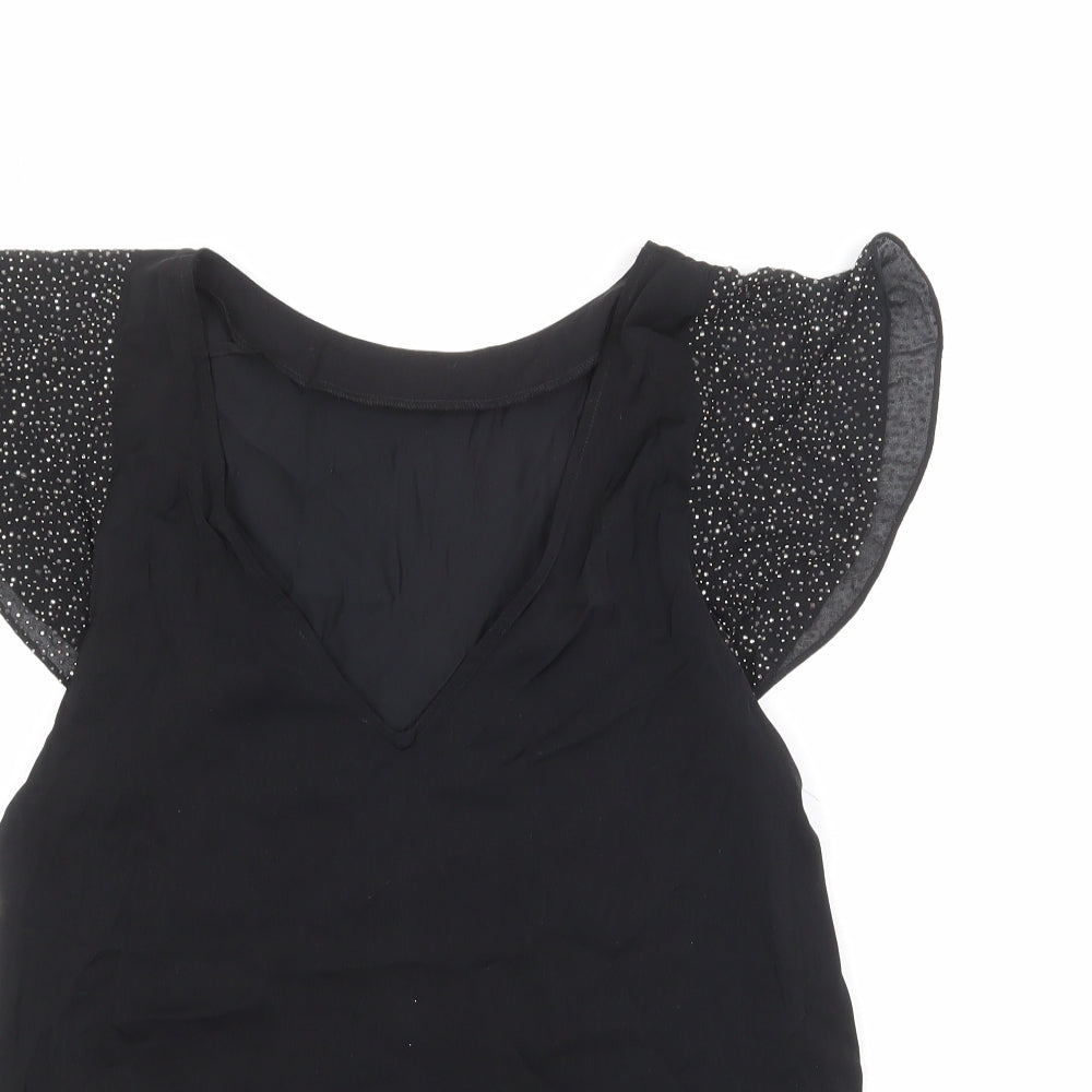 Womens UK Size 10 Oasis Black Basic Blouse