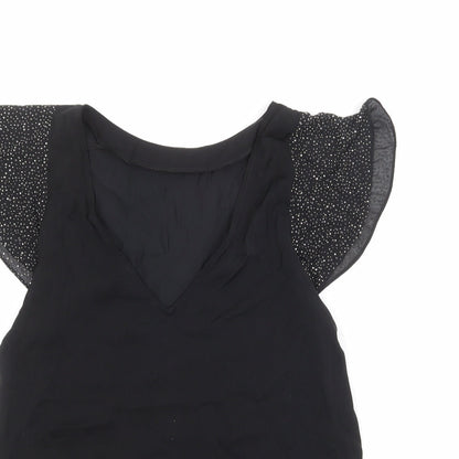 Womens UK Size 10 Oasis Black Basic Blouse
