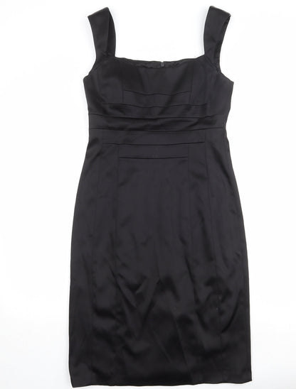 Jax Womens Black Acetate Sheath Size 10 Square Neck Zip