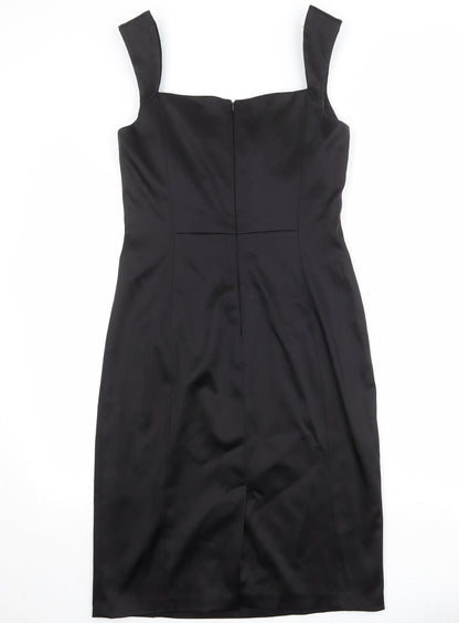 Jax Womens Black Acetate Sheath Size 10 Square Neck Zip