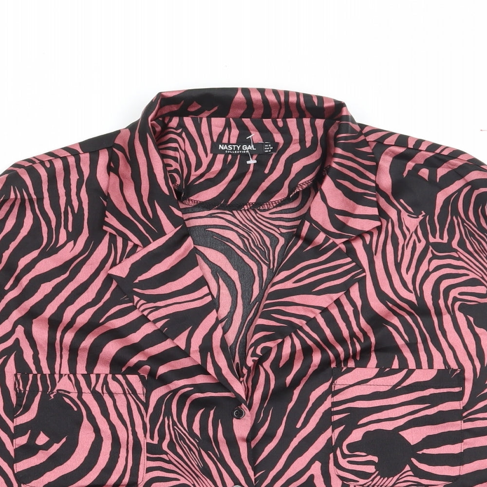 Womens UK Size 10 Nasty Gal Pink Basic Button-Up