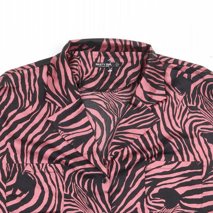Womens UK Size 10 Nasty Gal Pink Basic Button-Up