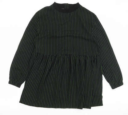 COLLUSION Womens Black Striped Polyester Mermaid Size 8 Crew Neck Zip