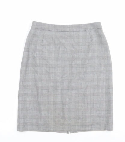 Betty Barclay Womens Grey Plaid Polyester Straight & Pencil Skirt Size 32 in Zip