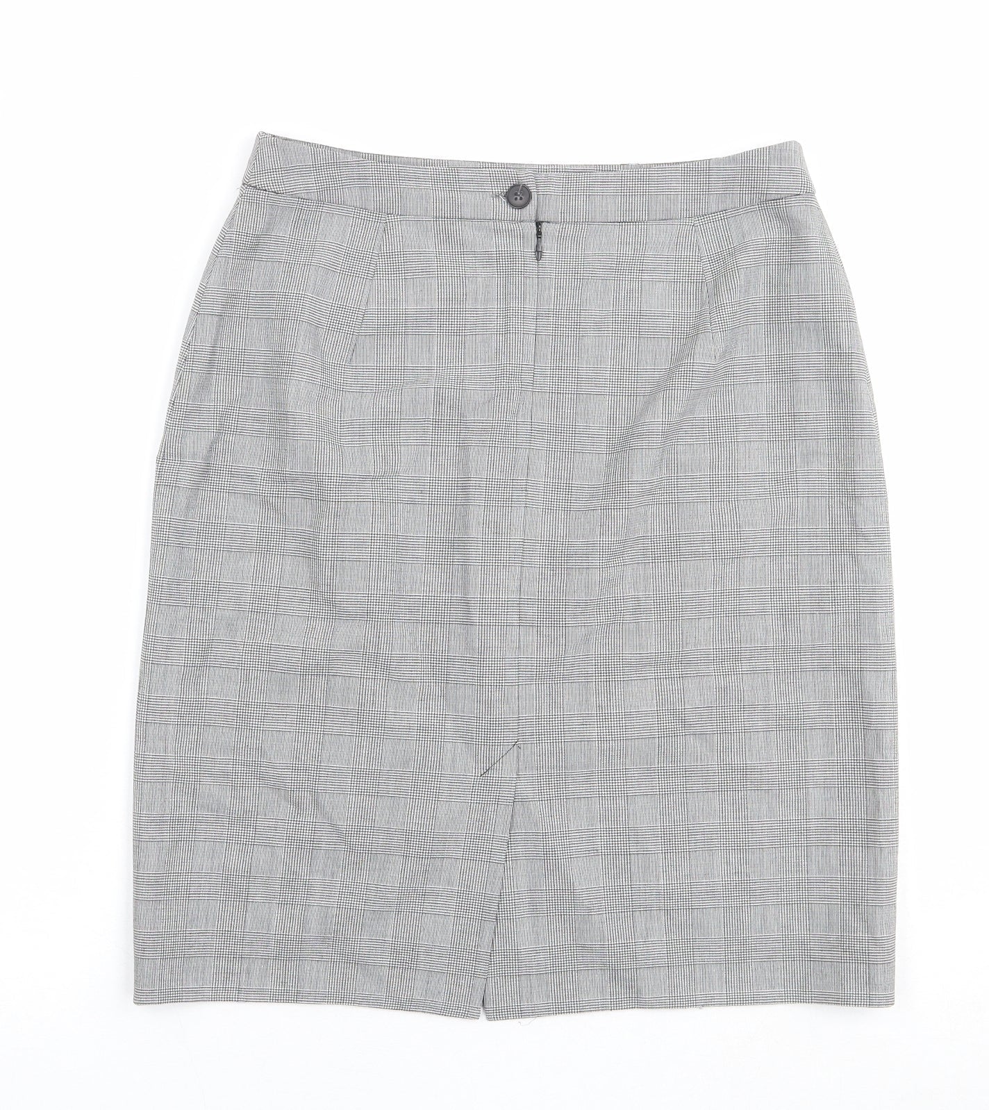 Betty Barclay Womens Grey Plaid Polyester Straight & Pencil Skirt Size 32 in Zip