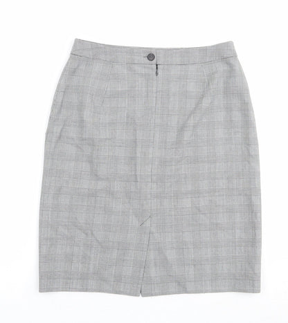 Betty Barclay Womens Grey Plaid Polyester Straight & Pencil Skirt Size 32 in Zip
