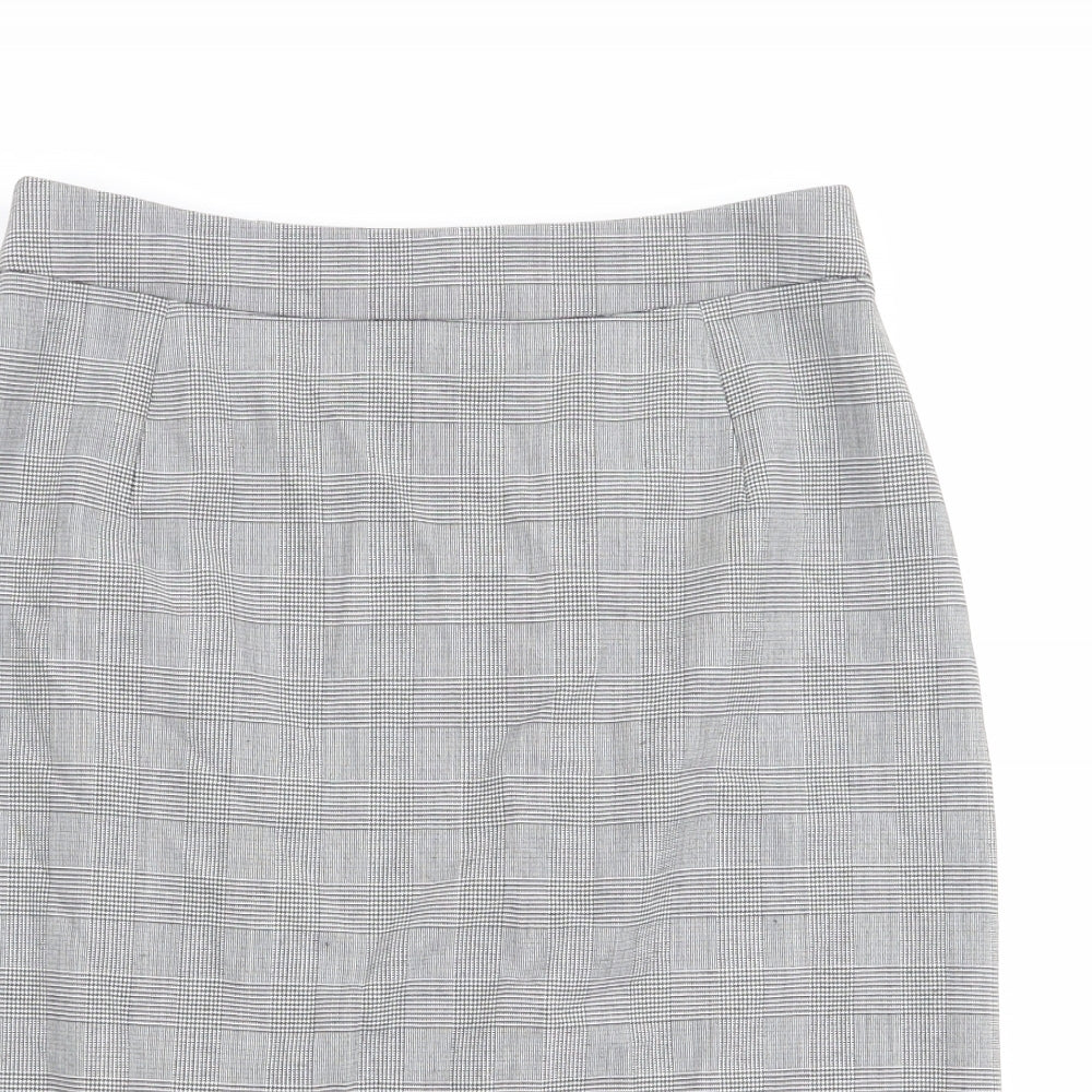 Betty Barclay Womens Grey Plaid Polyester Straight & Pencil Skirt Size 32 in Zip