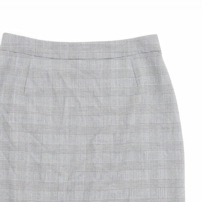 Betty Barclay Womens Grey Plaid Polyester Straight & Pencil Skirt Size 32 in Zip