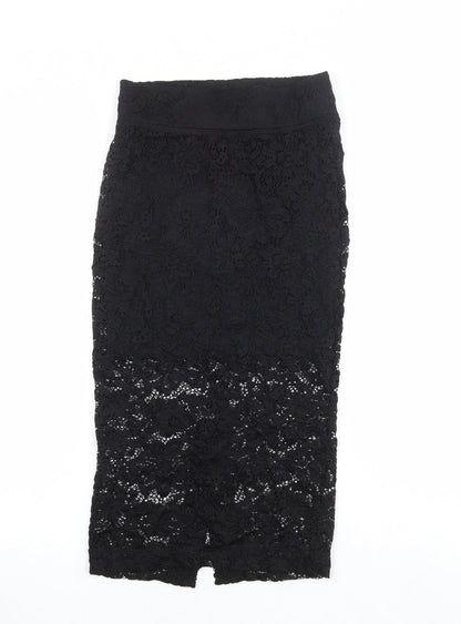 Divided by H&M Womens Black Geometric Polyamide A-Line Skirt Size XS