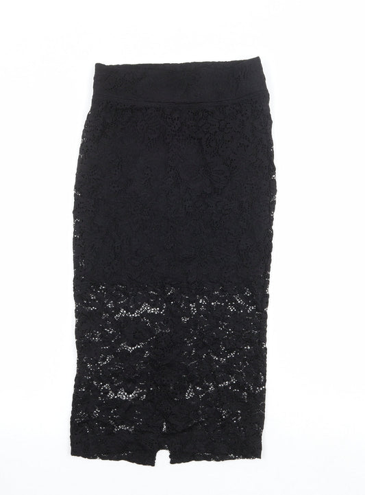 Divided by H&M Womens Black Geometric Polyamide A-Line Skirt Size XS