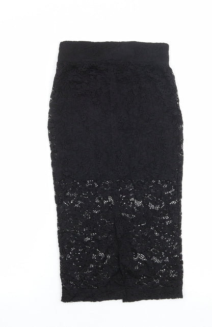 Divided by H&M Womens Black Geometric Polyamide A-Line Skirt Size XS