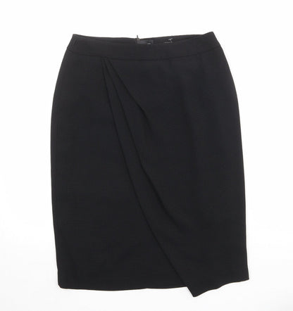 Alex & Co Womens Black Geometric Polyester A-Line Skirt Size 8 Zip