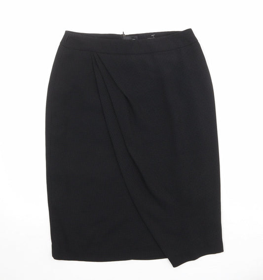 Alex & Co Womens Black Geometric Polyester A-Line Skirt Size 8 Zip