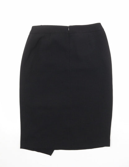Alex & Co Womens Black Geometric Polyester A-Line Skirt Size 8 Zip