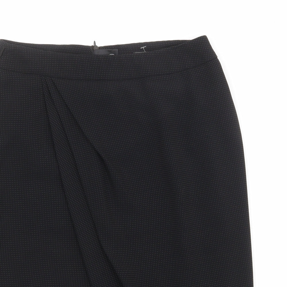 Alex & Co Womens Black Geometric Polyester A-Line Skirt Size 8 Zip