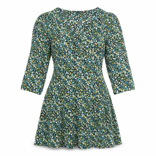 Mystical Threads Womens Multicoloured Floral Viscose Fit & Flare Size S V-Neck Zip