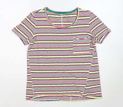 NEXT Womens Multicoloured Striped Cotton Basic T-Shirt Size 8 Scoop Neck