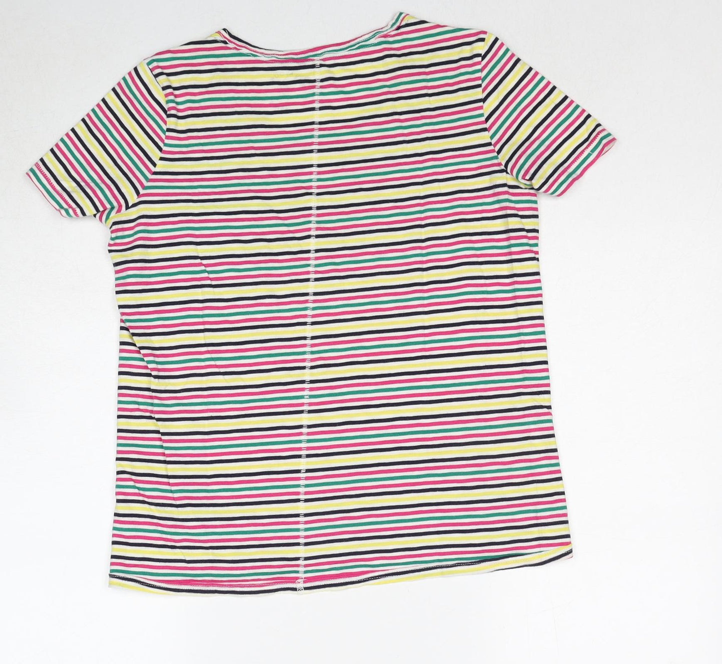 NEXT Womens Multicoloured Striped Cotton Basic T-Shirt Size 8 Scoop Neck