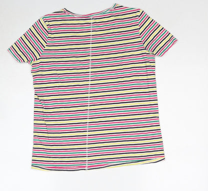 NEXT Womens Multicoloured Striped Cotton Basic T-Shirt Size 8 Scoop Neck