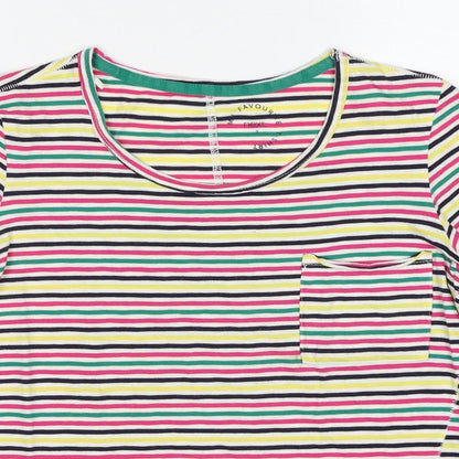 NEXT Womens Multicoloured Striped Cotton Basic T-Shirt Size 8 Scoop Neck