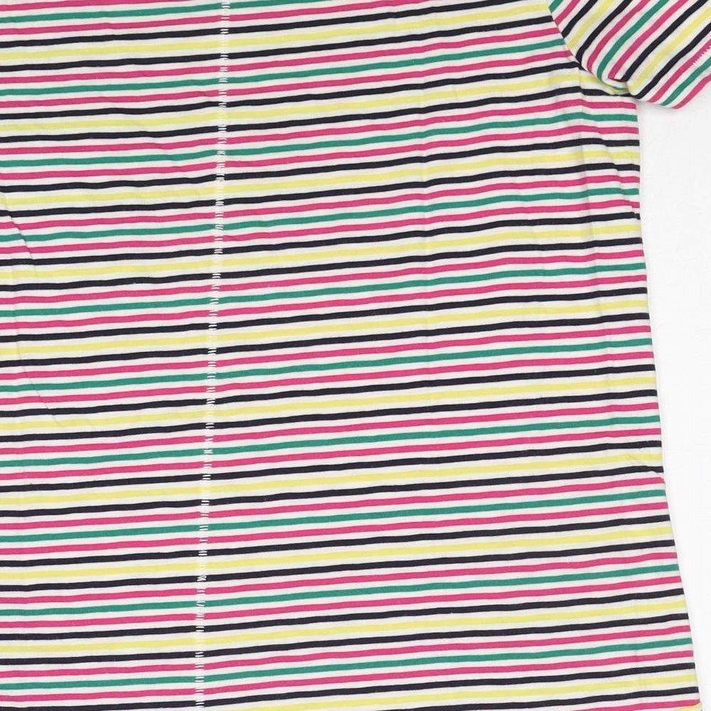 NEXT Womens Multicoloured Striped Cotton Basic T-Shirt Size 8 Scoop Neck
