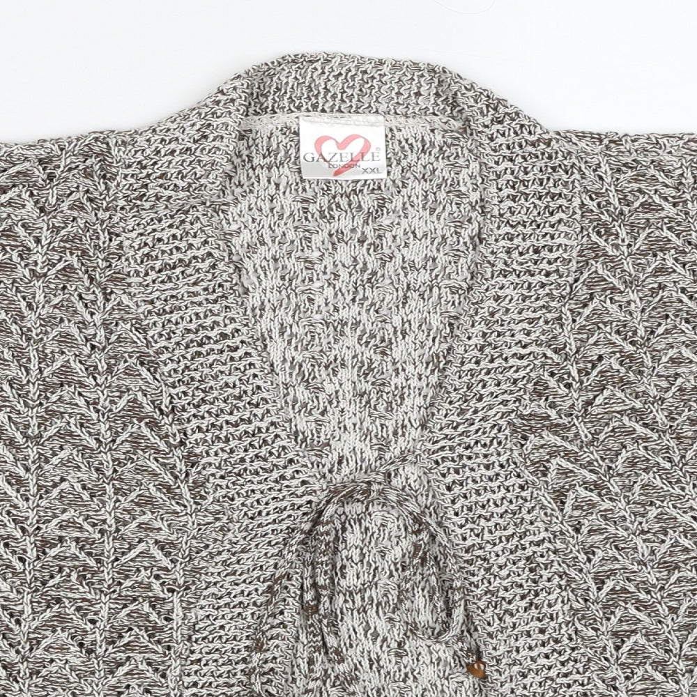 Gazelle Womens Beige V-Neck Polyester Pullover Jumper Size 2XL