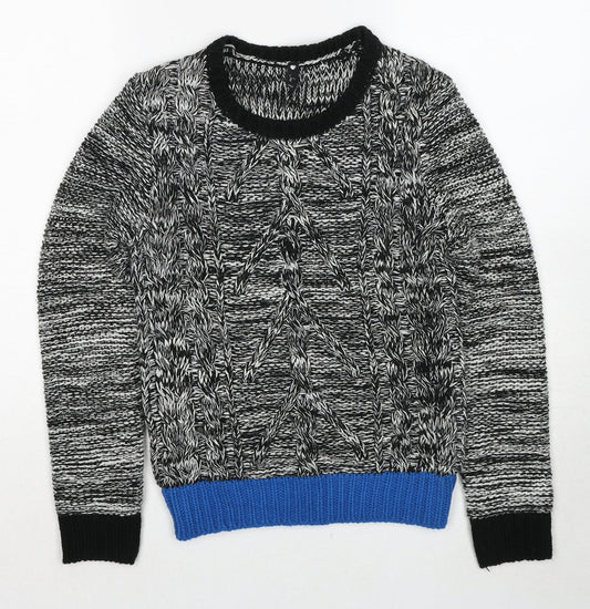 Influence Womens Black Round Neck Acrylic Pullover Jumper Size 10