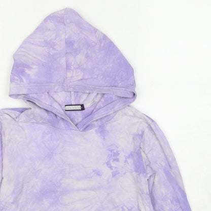 Kiddie Girls Purple Cotton Pullover Hoodie Size 10 Years Pullover - Tie Dye