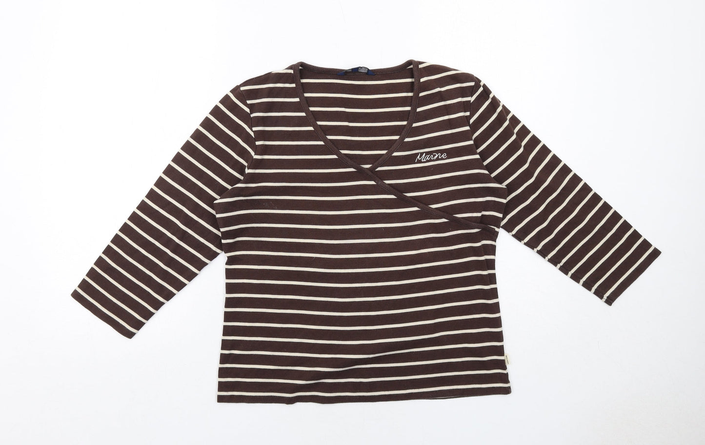 Womens UK Size 14 Maine Brown Basic T-Shirt