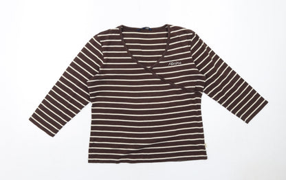 Womens UK Size 14 Maine Brown Basic T-Shirt