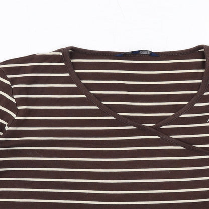 Womens UK Size 14 Maine Brown Basic T-Shirt
