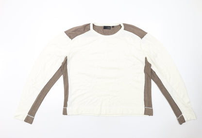 O Club Womens Ivory Round Neck Acrylic Pullover Jumper Size L