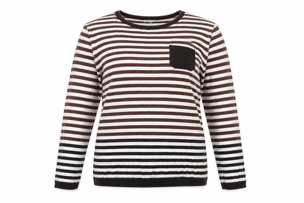 Country Casuals Womens Brown Round Neck Striped Viscose Pullover Jumper Size L