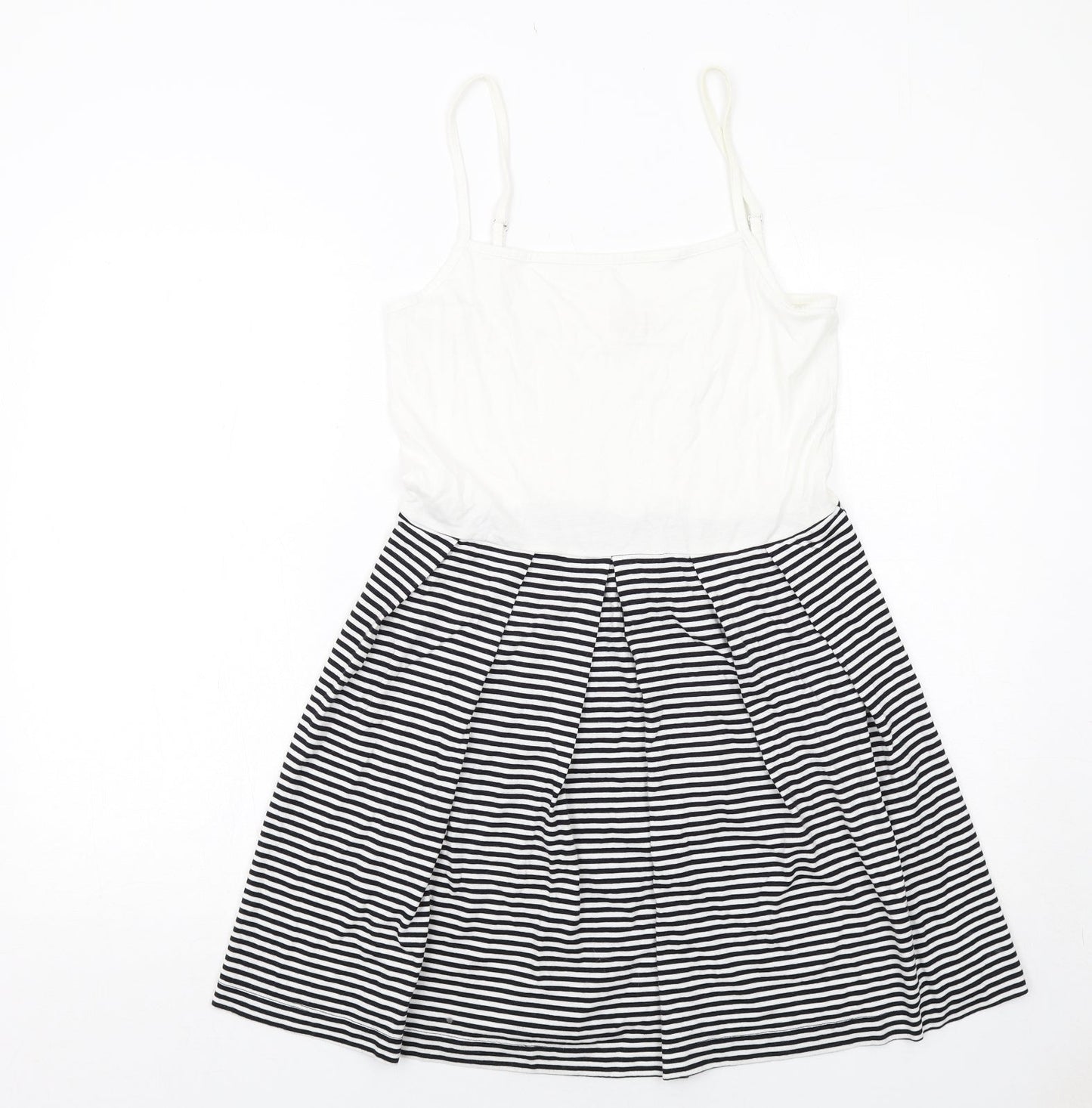 Gap Womens White Striped Cotton Tank Dress Size S Round Neck Pullover