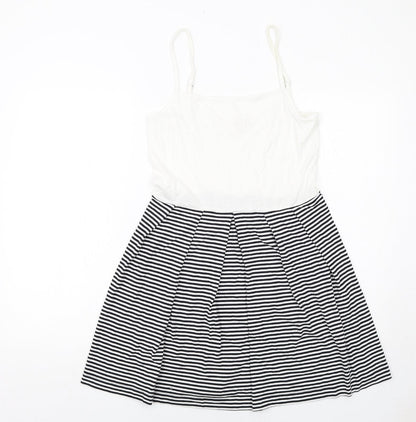Gap Womens White Striped Cotton Tank Dress Size S Round Neck Pullover