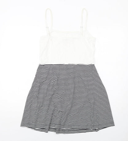 Gap Womens White Striped Cotton Tank Dress Size S Round Neck Pullover