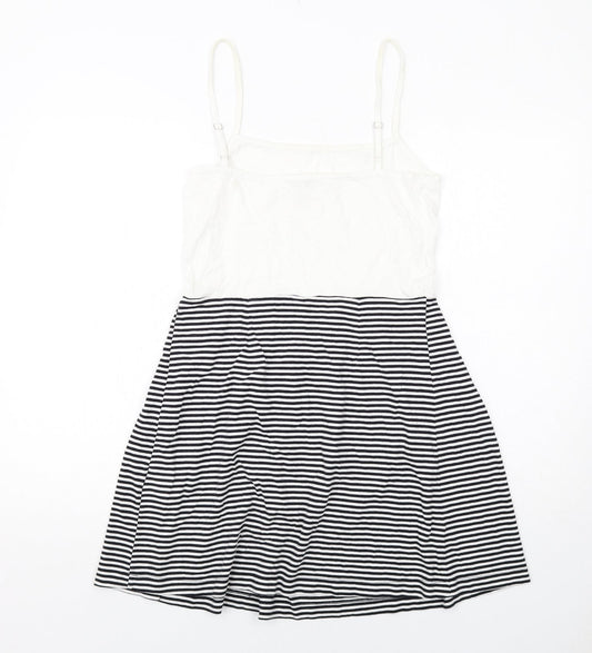 Gap Womens White Striped Cotton Tank Dress Size S Round Neck Pullover