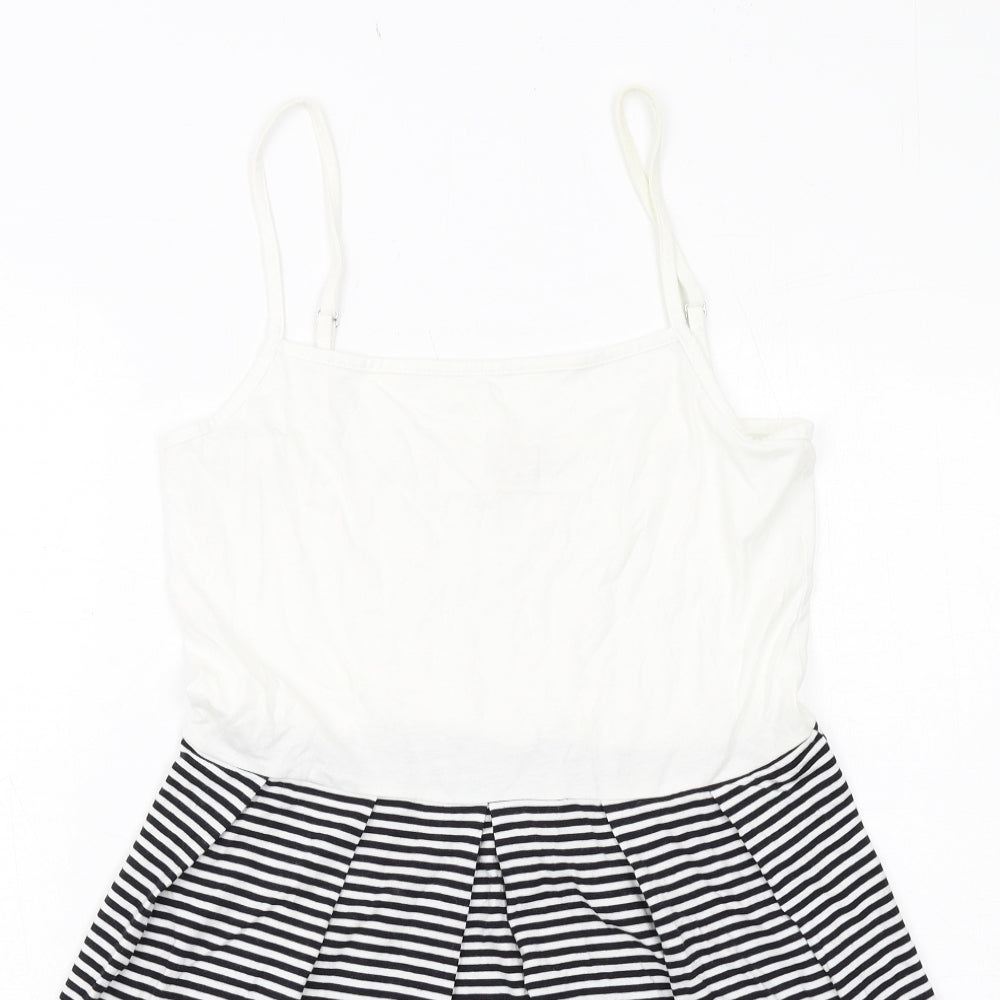 Gap Womens White Striped Cotton Tank Dress Size S Round Neck Pullover