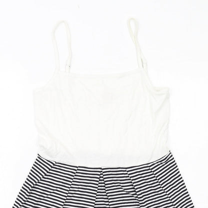 Gap Womens White Striped Cotton Tank Dress Size S Round Neck Pullover