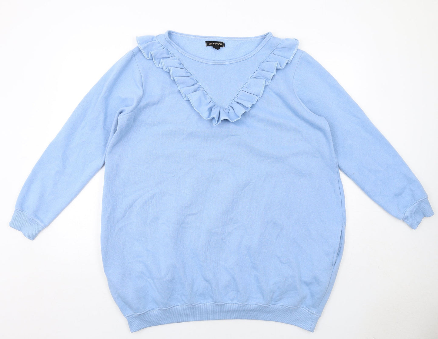 QED London Womens Blue Cotton Jumper Dress Size M Round Neck Pullover