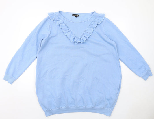 QED London Womens Blue Cotton Jumper Dress Size M Round Neck Pullover